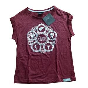 Game of Thrones RARE Crew Neck Graphic TShirt Cherry Burgundy Women’s Size M NWT